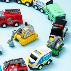 Pull Back City Cars and Trucks Toy, 18 Pcs