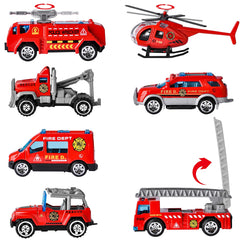 28Pcs Kids Valentines Cards with Die-cast Fire Rescue Vehicle-Classroom Exchange Gifts