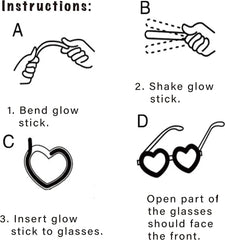 28Pcs Kids Valentines Cards with Heart Shaped Glasses and Light-up Glow Sticks-Classroom Exchange Gifts