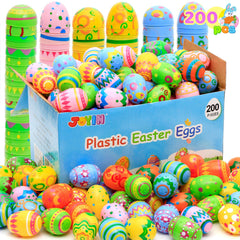 200Pcs Printed Plastic Easter Egg Shells 2.3in