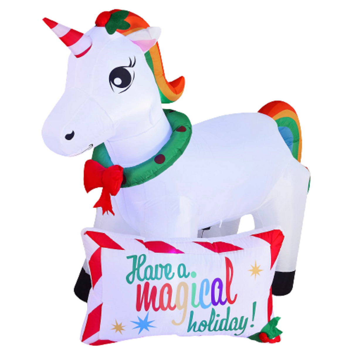 6ft Long Unicorn with A Sign Christmas Inflatable