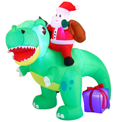6ft Long Santa Ride on Dinosaur Inflatable