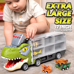 13Pcs Dinosaur Transport Carrier Truck with Mini Car Set