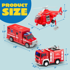 3 In 1 Fire Rescue Truck Car Set