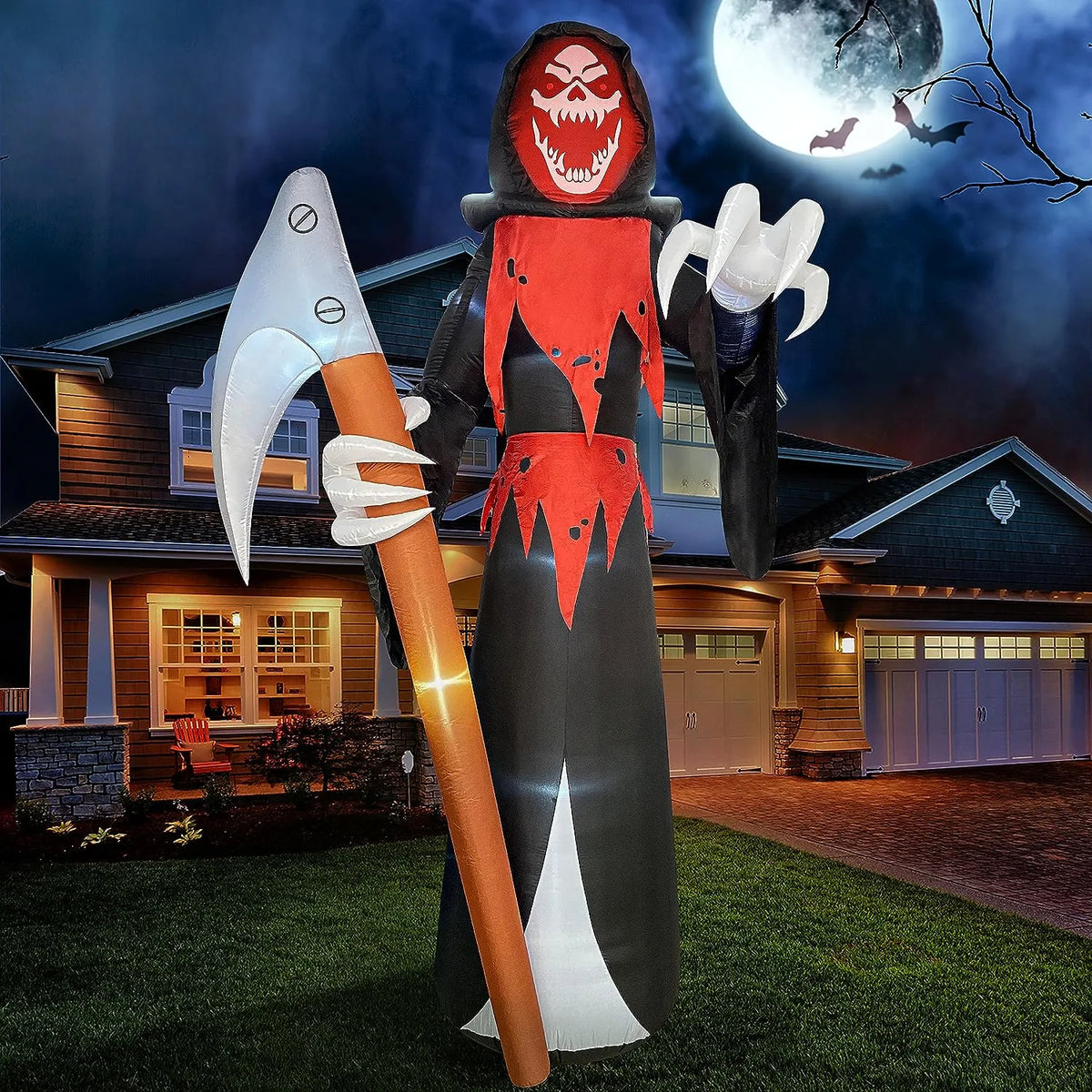 Joiedomi 12ft Grim Reaper with Scythe LED Halloween Inflatable
