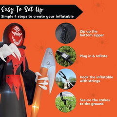 Joiedomi 12ft Grim Reaper with Scythe LED Halloween Inflatable
