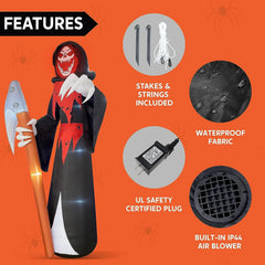 Joiedomi 12ft Grim Reaper with Scythe LED Halloween Inflatable