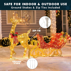 200 LED Lighted Christmas Reindeer and Sleigh Outdoor Decoration