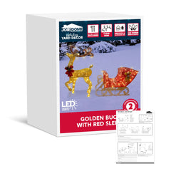 200 LED Lighted Christmas Reindeer and Sleigh Outdoor Decoration