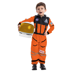 Child Unisex Astronaut Orange Costume with Helmet