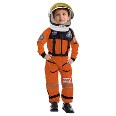Child Unisex Astronaut Orange Costume with Helmet