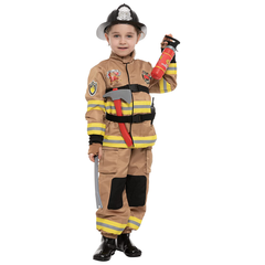 Dark Brown Fire Fighter Costume for Kids- Boys