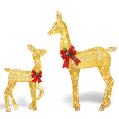 2 Packs 210 LED Lighted Golden Reindeer Christmas Outdoor Decoration