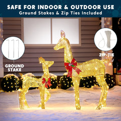 2 Packs 210 LED Lighted Golden Reindeer Christmas Outdoor Decoration