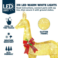 2 Packs 210 LED Lighted Golden Reindeer Christmas Outdoor Decoration