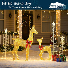 2 Packs 210 LED Lighted Golden Reindeer Christmas Outdoor Decoration