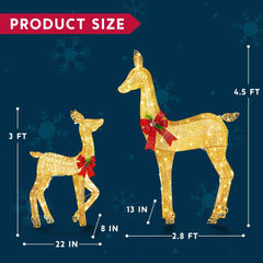 2 Packs 210 LED Lighted Golden Reindeer Christmas Outdoor Decoration