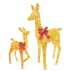 2 Packs 210 LED Lighted Golden Reindeer Christmas Outdoor Decoration
