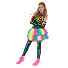 Funky Bones Colorful Skeleton Deluxe Costume for Girls Cosplay