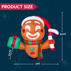 3.5ft Christmas Inflatable Gingerbread Man Broke Out from Window