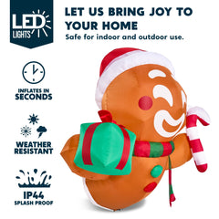 3.5ft Christmas Inflatable Gingerbread Man Broke Out from Window