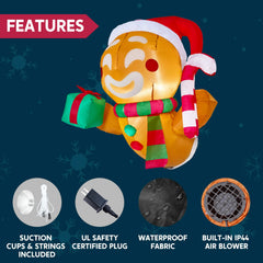 3.5ft Christmas Inflatable Gingerbread Man Broke Out from Window