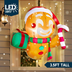3.5ft Christmas Inflatable Gingerbread Man Broke Out from Window