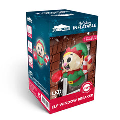 3.5ft Tall Christmas Inflatable Santa Elf Broke Out from Window with Built-in LEDs