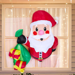 3.5ft Tall Christmas Inflatable Santa with Gift Bags Broke Out from Window