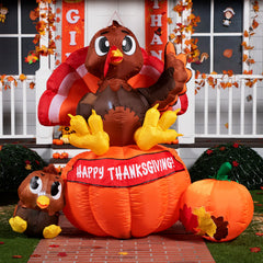Large Thanksgiving Turkey on Pumpkin (5 ft)