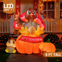 Large Thanksgiving Turkey on Pumpkin (5 ft)