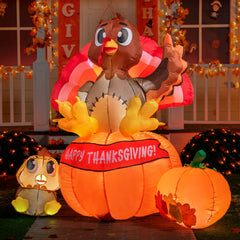 Large Thanksgiving Turkey on Pumpkin (5 ft)