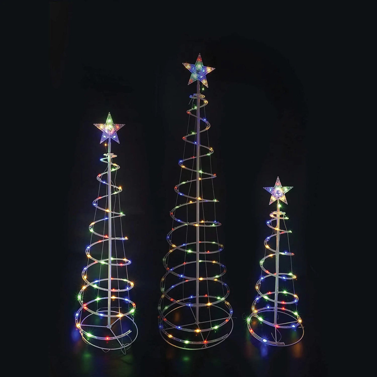 Lighted Spiral Christmas Tree Set LED Warm White, 3 Pcs