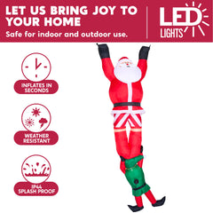 8ft Santa Descending with Elf Christmas Inflatable Delight
