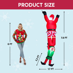 8ft Santa Descending with Elf Christmas Inflatable Delight