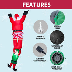 8ft Santa Descending with Elf Christmas Inflatable Delight