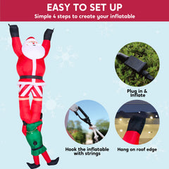 8ft Santa Descending with Elf Christmas Inflatable Delight