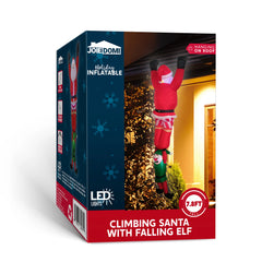 8ft Santa Descending with Elf Christmas Inflatable Delight
