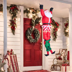 8ft Santa Descending with Elf Christmas Inflatable Delight
