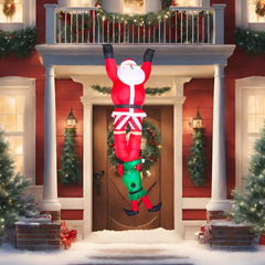 8ft Santa Descending with Elf Christmas Inflatable Delight