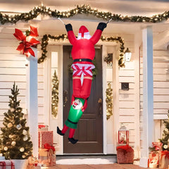 8ft Santa Descending with Elf Christmas Inflatable Delight