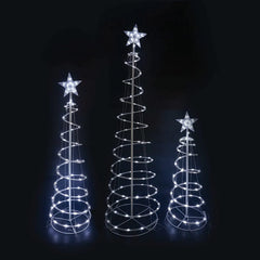 Lighted Spiral Christmas Tree Set LED Cool White, 3 Pcs