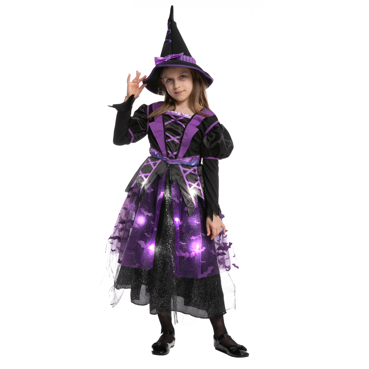 LED Light up Witch Costume  For Role Play Cosplay- Child