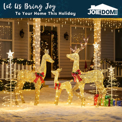 3 Packs 360 LED Lighted Rattan Reindeers Christmas Yard Lights Decoration