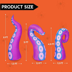 3Pcs LED Octopus Tentacle Halloween Inflatable Window Breaker, 4.5ft, 5ft, 6ft