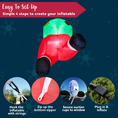 3ft Christmas Inflatable Santa Butt Stuck Broke Out from Window