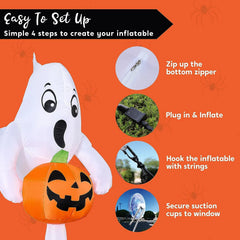 4.5 FT Halloween Inflatable Ghost Broke Out from Window