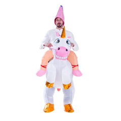 Inflatable Costume Unicorn Riding a Unicorn Air Blow-up Deluxe Halloween Costume - Adult Size - Spooktacular Creations