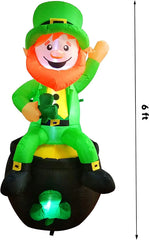 Large St. Patrick's Sitting Leprechaun Inflatable (6 ft)