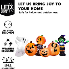 8ft Three Halloween Characters and Pumpkin Patch Inflatable